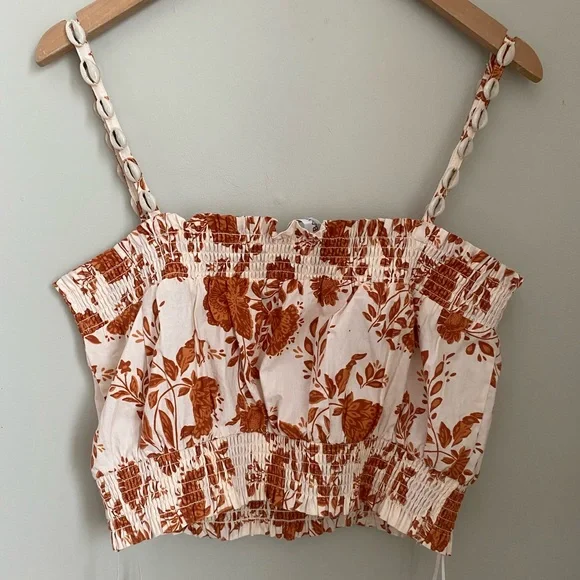 Anthropologie BAILEY /44 Floral Cropped Top with Seashell Straps size large - Picture 5 of 10